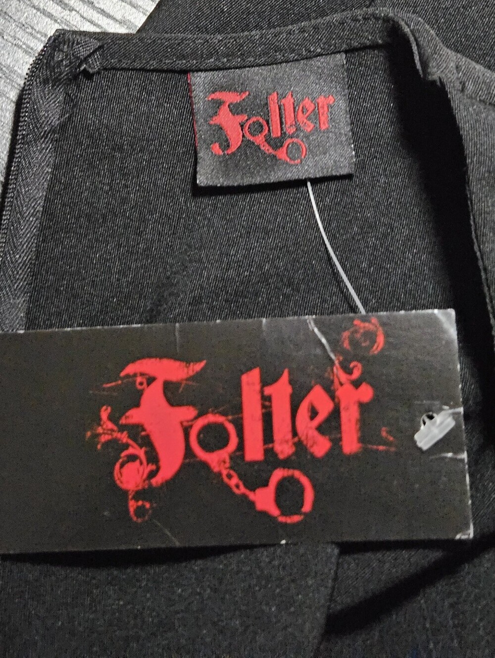 0146 Folter Black Collared Side Button Dress NWT Size XL Goth Pinup Rockability - Picture 5 of 10